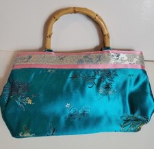 Bolsa feminina Cheongsam azul asiática cabo de madeira magnética vintage comprar usado  Enviando para Brazil