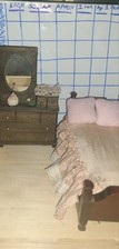 Conjunto de móveis de madeira vintage em miniatura para quarto para casa de bonecas 1:12 comprar usado  Enviando para Brazil