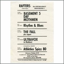 The Fall/Ultravox 1980 Manchester Rafters Concert Handbill (UK), używany na sprzedaż  Wysyłka do Poland