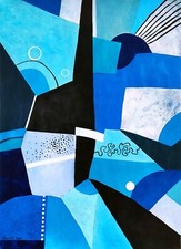 Peinture abstraite bleu d'occasion  Gisors