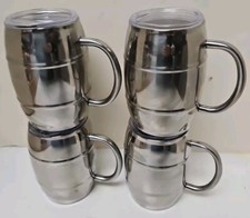 Usado, 4 xícaras de café de aço inoxidável com tampa em forma de barril inquebrável caneca de café de aço inoxidável comprar usado  Enviando para Brazil
