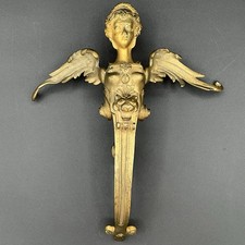 Maçaneta de porta francesa dourada bronze alado anjo querubim leão século XX art déco comprar usado  Enviando para Brazil