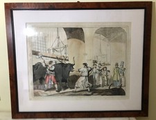 Antica Incisione 1837 Achille Pinelli Il maglio del Bue Acquerellata 60x50 cm usato  Roma
