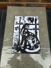 Oriental linocut cat for sale  LEEDS
