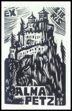 Balint Kosa X1 Exlibris Bookplate Architecture Castle Alma Petz s105 na sprzedaż  PL