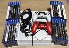 Console PS4 Glacier branco 500GB Sony PlayStation 4 + 25 jogos + 2 controles, usado comprar usado  Enviando para Brazil