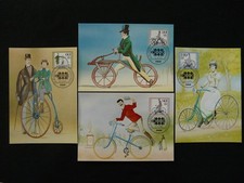 ciclismo bicicletas históricas Fur Die Jugend conjunto de 4 cartas máximas Alemania 1985 segunda mano  Embacar hacia Mexico