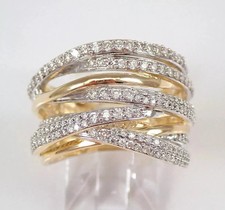 Anel de banda cruzada de diamante criado em laboratório 1,50 ct folheado a prata ouro 14K dois tons, usado comprar usado  Enviando para Brazil