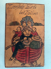 Cartão postal de couro antigo novidade remo Everybody Works But Father Boat c1910 comprar usado  Enviando para Brazil