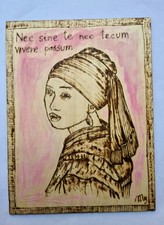 Quadro pirografia ragazza usato  Trieste