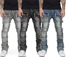 Calça jeans masculina slim fit motoqueiro cargo skinny comprar usado  Enviando para Brazil