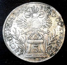 RDR Habsburg Österreich, 5 Kreuzer 1765 G = Günzburg, Maria Theresia comprar usado  Enviando para Brazil