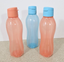 Conjunto de 3 garrafas Tupperware Aquasafe plástico fliptop 1 litro laranja e azul claro comprar usado  Enviando para Brazil