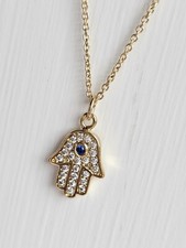Pingente Pavê Hamsa Azul Olho Malvado Ouro Hamsa Colar de Mão Talismã Nazar Turco, usado comprar usado  Enviando para Brazil