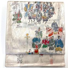 3017# Japonês Vintage Fukuro Obi Cinto Quimono Tecido Seda Prata Tradicional comprar usado  Enviando para Brazil