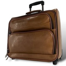 Bolsa de viagem Montblanc estojo logotipo em relevo 2 rodas couro marrom linda d comprar usado  Enviando para Brazil