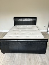 Black leather bed for sale  LIVERSEDGE
