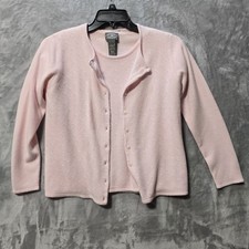 Conjunto de suéter cardigã feminino vintage Designers Originals pequeno rosa botão fechar comprar usado  Enviando para Brazil