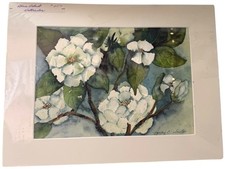 Pintura Floral Acuarela Original NANCY SANTOS Firmada Titulada “Terciopelo Azul” segunda mano  Embacar hacia Mexico