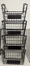4 peças cesta de metal resistente para casa de fazenda lixeira armazenamento empilhável para casa cozinha despensa comprar usado  Enviando para Brazil