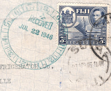 FIJI KGVI 3d Rate Cover Suva 1946 GIBSON REFRIGERADOR Correio EUA Greenville XC370 comprar usado  Enviando para Brazil