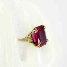 Anel de presente de casamento solitário 3 quilates corte esmeralda rubi criado em laboratório diamante ouro 14K FN comprar usado  Enviando para Brazil
