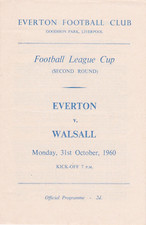 PROGRAMA DE FUTEBOL RARO EVERTON V WALSALL 1960 2º JOGO DA COPA DA LIGA comprar usado  Enviando para Brazil