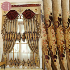 Cortinas bordadas de luxo europeu quarto tule janela blackout pano de fundo valance comprar usado  Enviando para Brazil