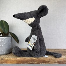 "Rata dental mediana Jellycat - roedor grande negro/gris sonriente raro retirado 16""" segunda mano  Embacar hacia Mexico