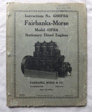 usado 1942 FAIRBANKS-MORSE 42F83/4 MANUAL ESTACIONÁRIO DE CUIDADOS DO MOTOR DIESEL 4200F83/4 comprar usado  Enviando para Brazil