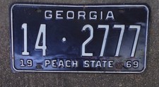 1969 georgia license for sale  Marietta