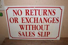 Placa vintage c.1970 sem devoluções ou trocas sem recibo de vendas 20 x 13" comprar usado Placa vintage c.1970 sem devoluções ou trocas sem recibo de vendas 20 x 13" comprar usado  Enviando para Brazil