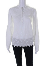 Camisa feminina La Vie By Rebecca Taylor bordada floral gola V branca tamanho grande comprar usado  Enviando para Brazil