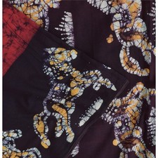 Tecido para artesanato Sanskriti Vintage Sarees vermelho/marrom Batik Work puro algodão sari 5+yd comprar usado  Enviando para Brazil