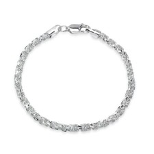 Pulseira de corrente de elos duplos italiana polida prata 925 caixa torcida, 7 polegadas comprar usado  Enviando para Brazil