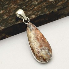 Usado, Pingente de pedra preciosa ágata de renda louca feito à mão joia presente para mulheres 2,4" AP-31730 comprar usado  Enviando para Brazil