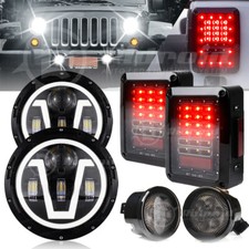Faróis de LED halo combo 7" halo luzes de freio traseiras para Jeep Wrangler JK 07-18 comprar usado  Enviando para Brazil