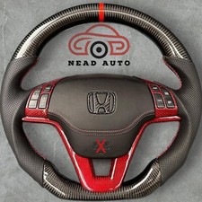 VOLANTE DE FIBRA DE CARBONO - HONDA - CRV (2007-2011 ACABAMENTO EM COURO PRETO VERMELHO) comprar usado  Enviando para Brazil