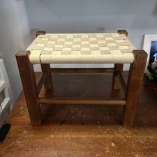 Banqueta datada vintage colonial primitiva tecido 12”x 8,5”x9” feita à mão assinada comprar usado  Enviando para Brazil