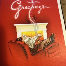 Antigo Cartão de Natal Mcm Cachimbo de Fumar Homem Cadeira Sala Lareira Meio Século, usado comprar usado Antigo Cartão de Natal Mcm Cachimbo de Fumar Homem Cadeira Sala Lareira Meio Século, usado comprar usado  Enviando para Brazil