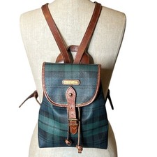 Usado, Mochila vintage Ralph Lauren relógio preto xadrez azul verde couro tartan unissex comprar usado  Enviando para Brazil