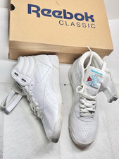 Tênis Vintage Reebok Clássico Feminino 7.5 Couro Branco Estilo Livre Hi Top Tamanho 7 comprar usado  Enviando para Brazil