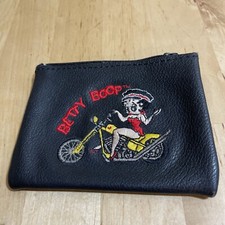 Carteira bordada vintage 1995 Betty Boop motociclista couro preto Hearst King EUA, usado comprar usado  Enviando para Brazil