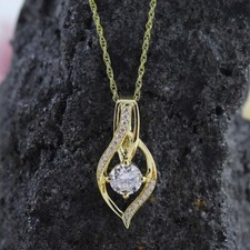 Colares de pingente de gota de lágrima folheados a ouro amarelo 14K corte redondo de moissanita 2,00 quilates comprar usado  Enviando para Brazil