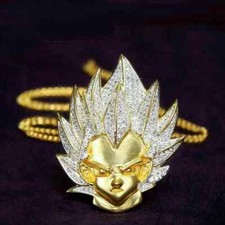 Pingente VEGETA de diamante de corte redondo 2,20 ct criado em laboratório folheado a ouro 14K em dois tons, usado comprar usado  Enviando para Brazil