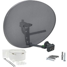 Satélite 80cm Zona 2, Quad LNB + 5m Branco Único RG6 Kit Para Sky Freesat, usado comprar usado  Enviando para Brazil