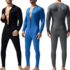 Pijama Romper Masculino Adulto Manga Longa Botão Virilha Roupa de Dormir comprar usado  Enviando para Brazil
