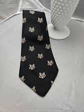 Gravata masculina vintage Mr. WIT EUA brasão de armas 3 1/4" largura 54" comprimento preta comprar usado  Enviando para Brazil