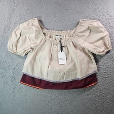 Blusa cropped inglesa feminina XS boho cigana bege marrom vermelha nova sem etiquetas comprar usado  Enviando para Brazil