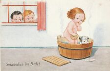 Cartolina illustrata bambina usato  Ticengo